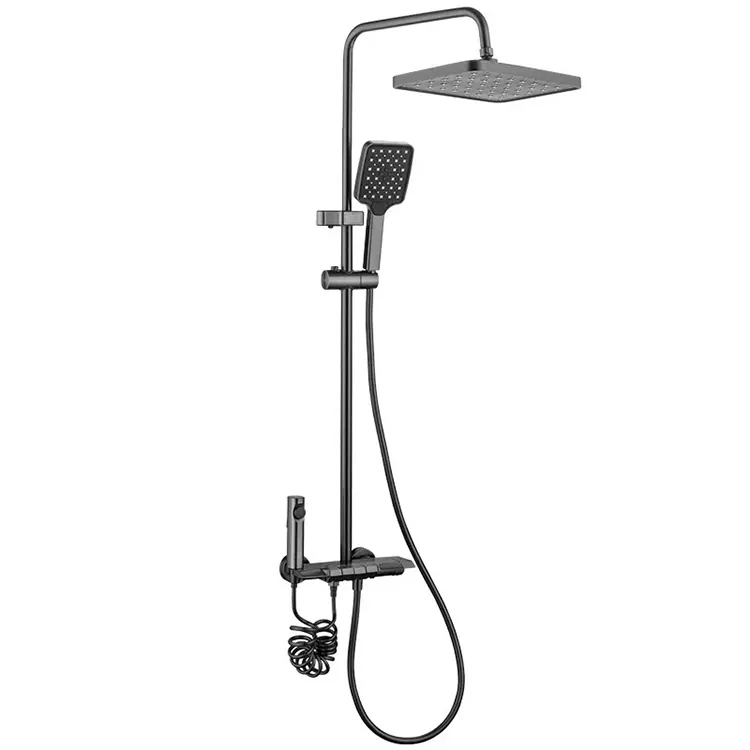 Black Overhead Shower At Handheld Spray Gun na May Tatlong Spray Nozzle na Set