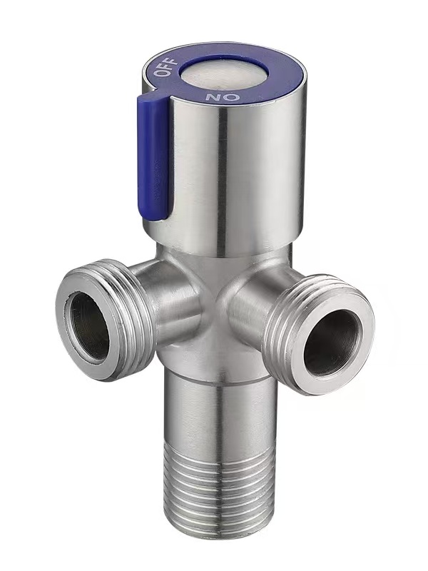 Asul na Handle 90° Dual Outlet Three-Way Angle Valve