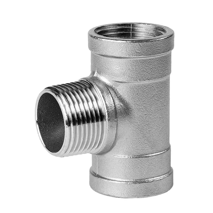 BSP na may sinulid na hindi kinakalawang na asero na lalaki-babae-lalaking pipe tee