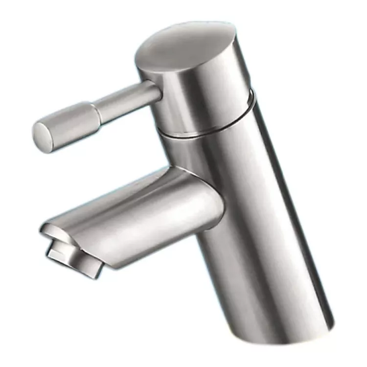 Cylindrical Slanted Brushed Hot At Cold Basin Faucet