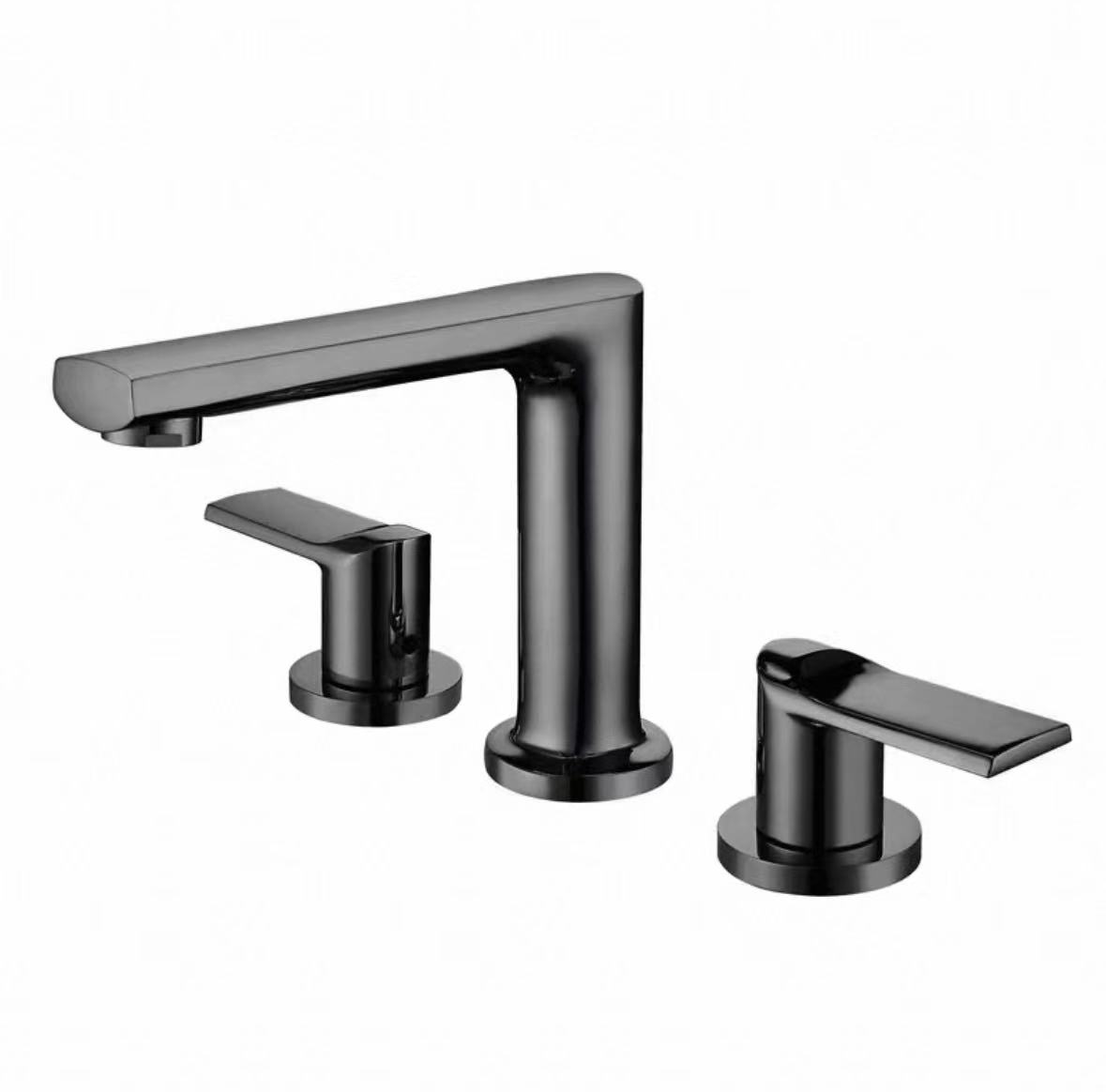 Makintab na Black Mirror na Three-Handle Faucet