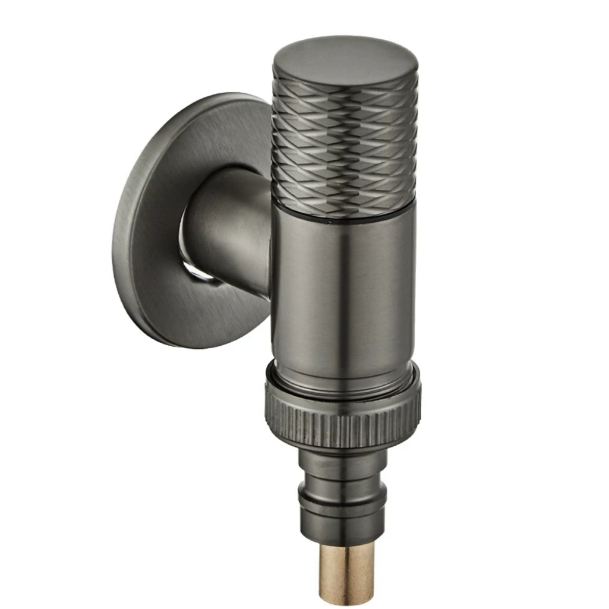 Gun Gray Knurled Handle Water Stop Angle Valve Gun Gray Knurled Handle Water Stop Angle Valve
