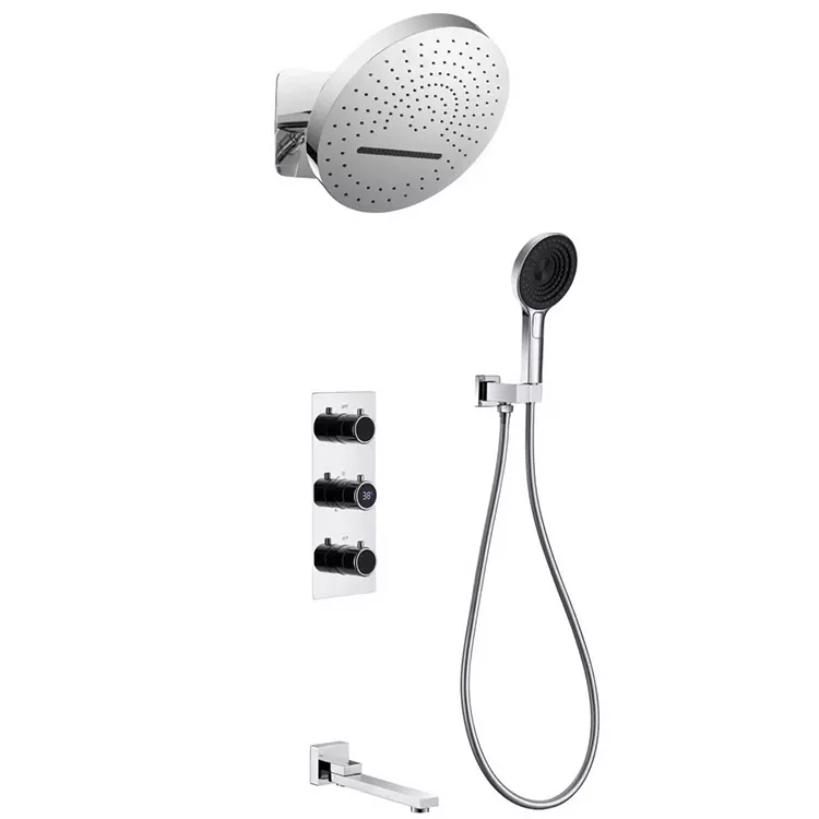 In-Wall Round Overhead Shower na May Digital Display