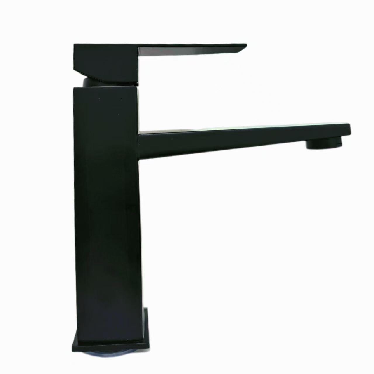 Modernong Minimalist Style Frosted Black Square Basin Faucet