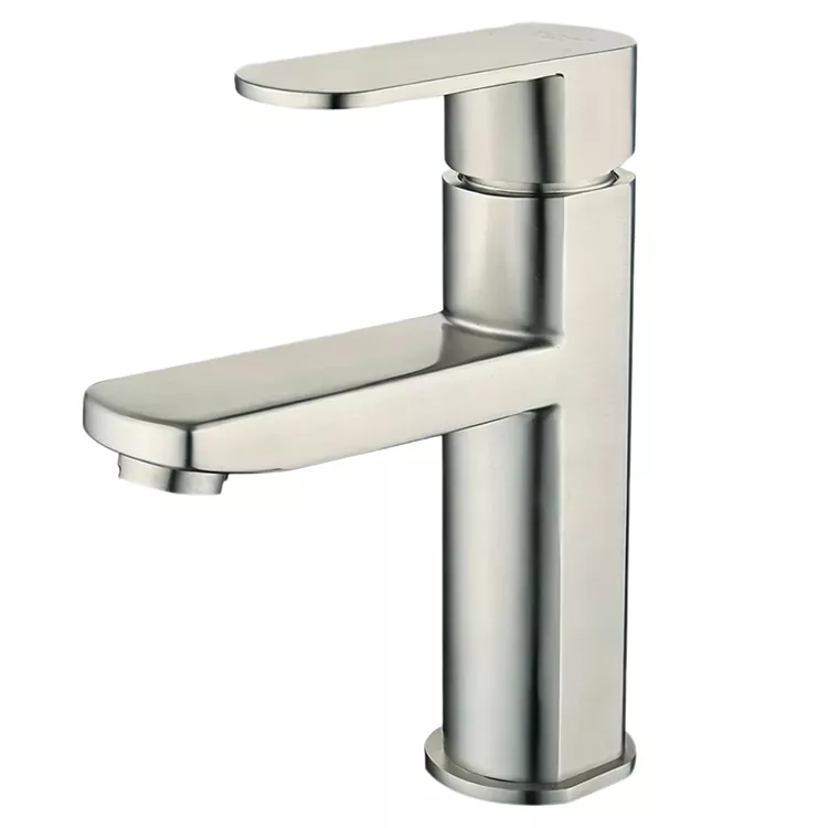 Square Column Round Body Hot At Cold Basin Faucet