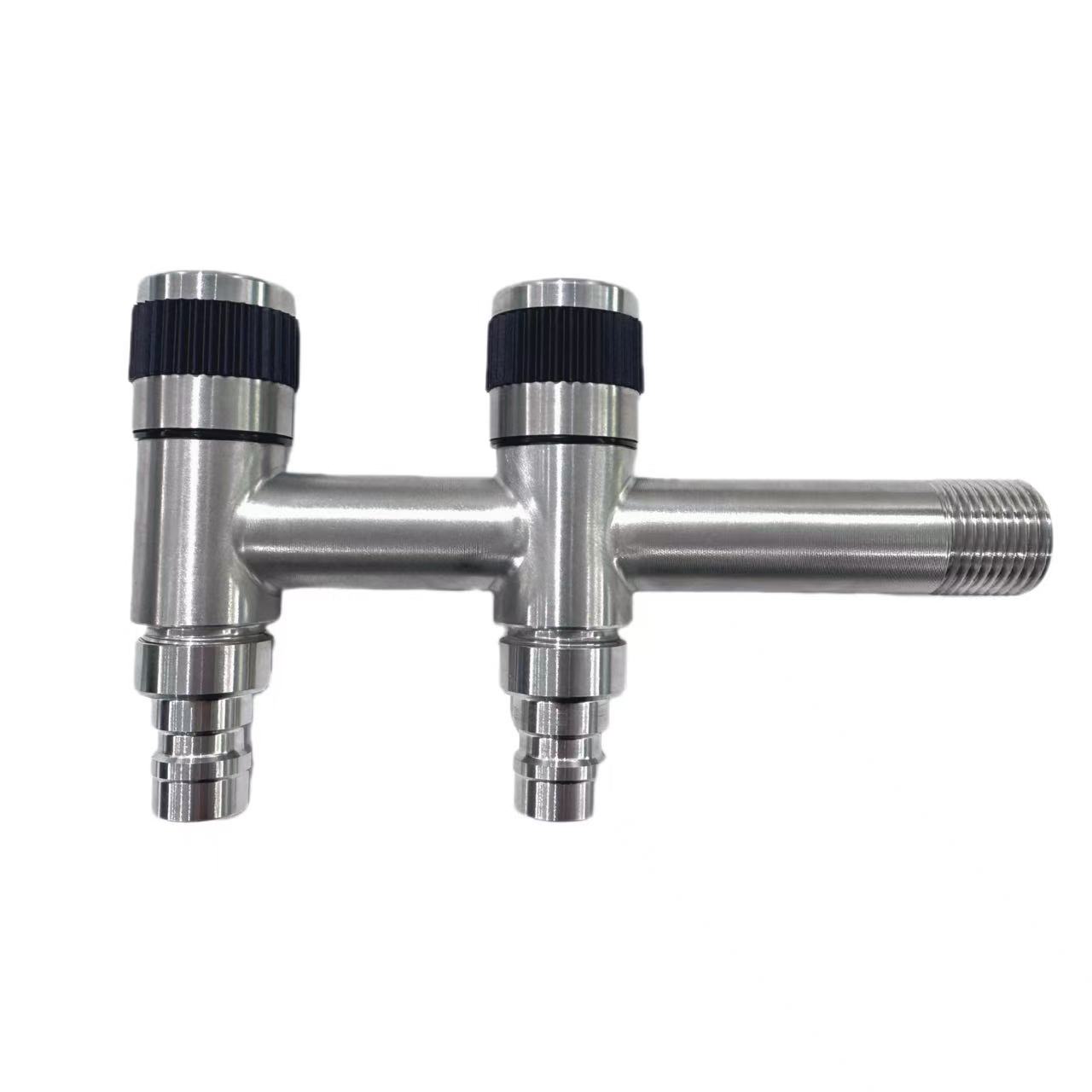 Hindi kinakalawang na asero dual-use washing machine faucet na may isang inlet at dalawang outlet